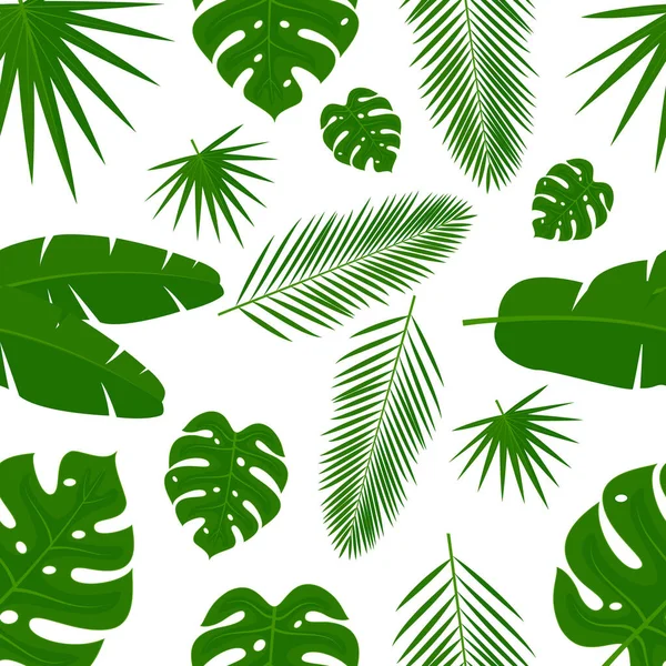Tropisch Gemusterte Blätter Auf Weißem Hintergrund — Stockvektor