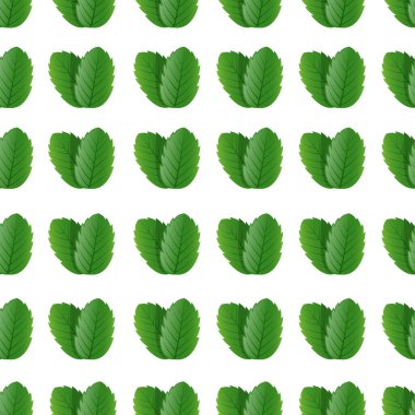 Beyaz arka planda yeşil yapraklı pürüzsüz desen