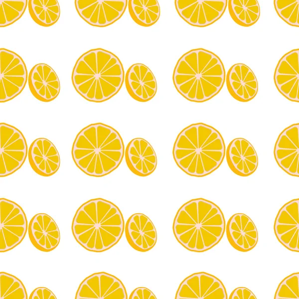 Seamless Pattern Lemons White Background — Stock Vector