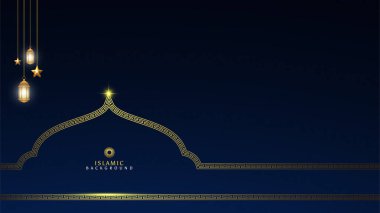 Lâmba ve yıldız süsleriyle koyu mavi arkaplan