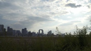 Osaka Umeda City, beautiful scenery of silver grass field on the Yodo River