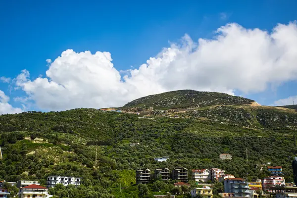Beautiful view with a sunny summer day and blue cloudy sky in Vlore, Albania
