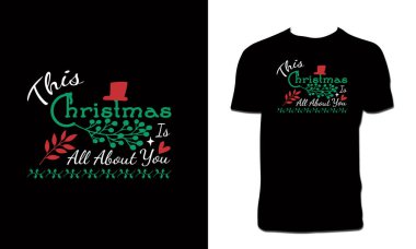 Dekoratif Noel Vektörü T-shirt Tasarımı 