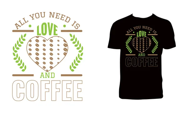 Amor Café Camiseta Diseño — Vector de stock