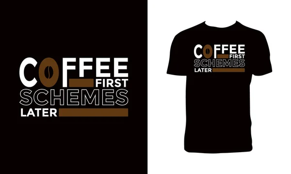 Café Primera Tipografía Camiseta Diseño — Vector de stock