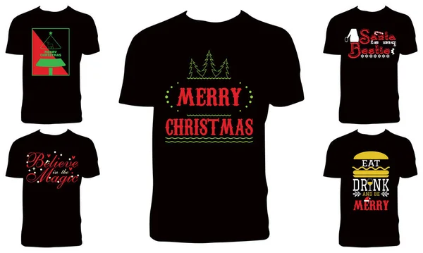 圣诞节T恤衫设计束 — 图库矢量图片