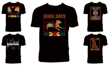 Köpek Tişörtü Tasarımı Bohça Vektörü İllüstrasyonu 