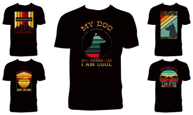 Klasik Tişört Tasarımı Paket Vektörü İllüstrasyonu 