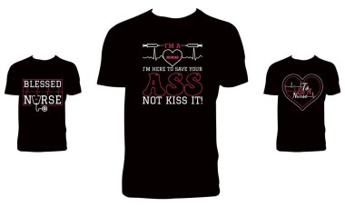 Hemşire T-Shirt Tasarım Paket Vektörü İllüstrasyonu 