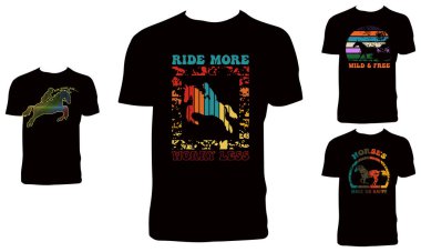 At Tişörtü Tasarım Paket Vektörü İllüstrasyonu 