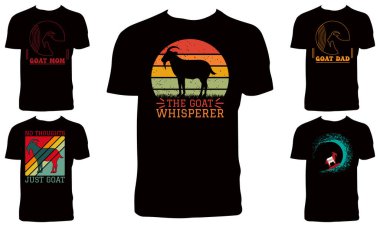 Keçi Tişörtü Tasarım Paket Vektörü İllüstrasyonu 