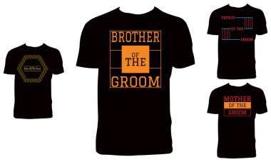 Düğün Tişörtü Tasarım Paket Vektörü İllüstrasyonu 