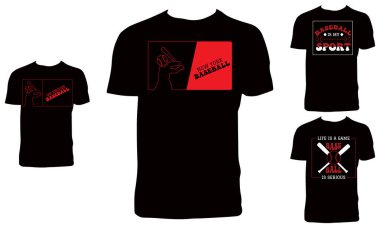 Beyzbol tişörtü Tasarım Paket Vektörü İllüstrasyonu 