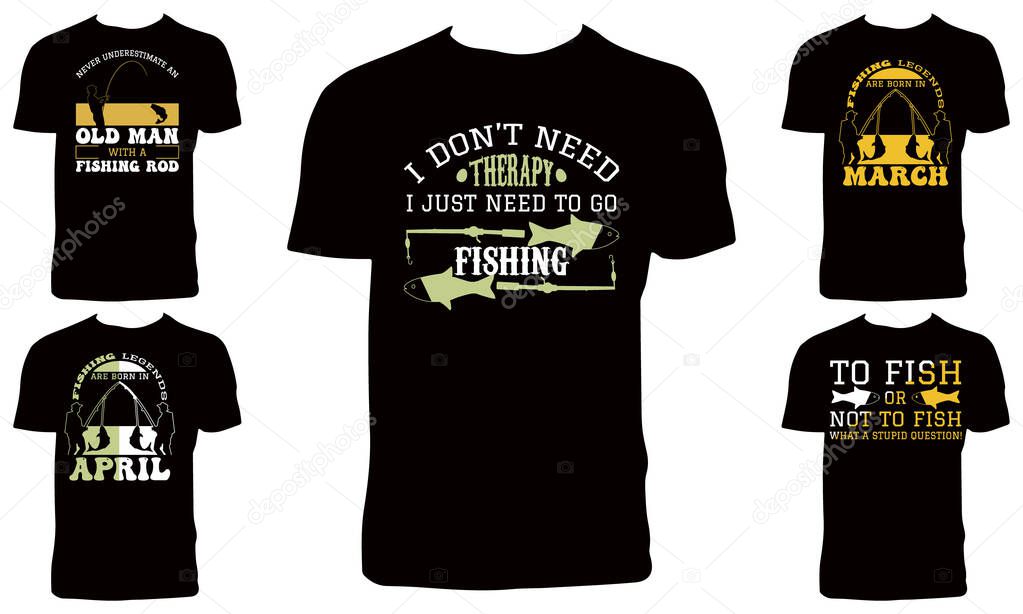 Fishing T Shirt Design Bundle Vector Illustration