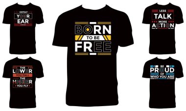 Typography T-Shirt Tasarım Koleksiyon Vektörü İllüstrasyonu 
