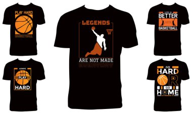 Basketbol T-Shirt Tasarım Koleksiyon Vektörü İllüstrasyonu 