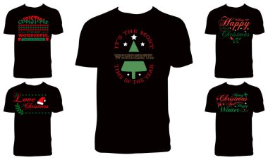 Noel Tipografisi T-Shirt Tasarım Paketi