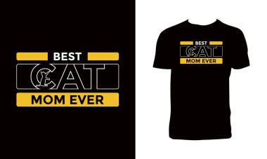 Kedi Tipografi Vektörü T-Shirt Tasarımı 