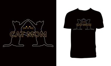 Cute Cat Vector T Shirt Design. 