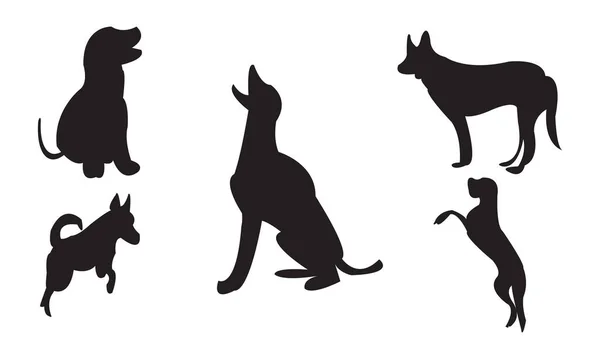 Διάνυσμα Σκύλου Και Συλλογή Σιλουέτας — Διανυσματικό Αρχείο