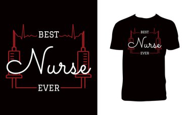 Hemşire Vektörü T-Shirt Tasarımı. 