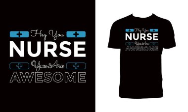 Hemşire Tipografi Tişört Tasarımı ve Vektör İllüstrasyonu 