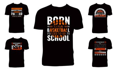 Basketbol Typography T-Shirt Tasarım Paketi 