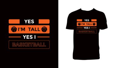 Basketbol sporu vektörü T-Shirt Tasarımı. 