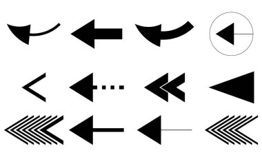 Ok Vektörü Simgesi ve Şekil Koleksiyonu. 