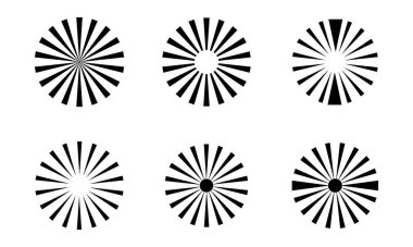 Güneş patlaması Vektör Simgesi ve Şekil Koleksiyonu. 