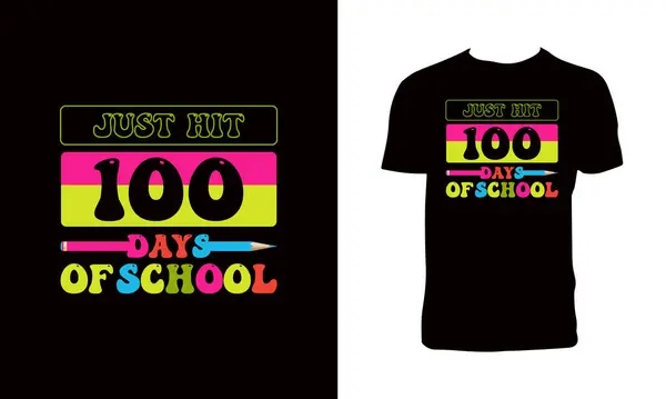 Sadece 100 Gün Okul Tipografisi Tişört Tasarımı. 