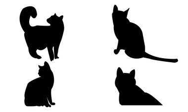Kedi Vektörü ve Siluet Tasarım Koleksiyonu. 