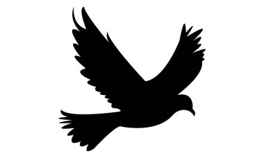 Uçan Güvercin Silüet Tasarımı ve Vektör İllüstrasyonu. 