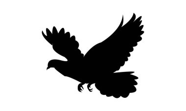 Uçan Güvercin Silüet Tasarımı ve Vektör İllüstrasyonu. 