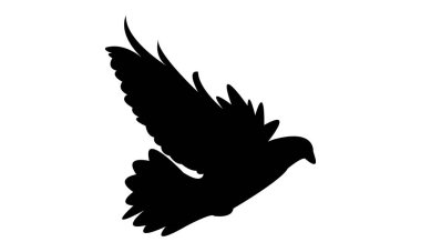 Uçan Güvercin Silüet Tasarımı ve Vektör İllüstrasyonu. 
