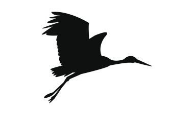 Uçan Leylek Silüeti Tasarımı ve Vektör İllüstrasyonu. 