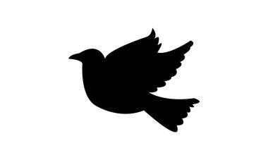 Uçan Güvercin Siluet Tasarımı ve Vektör İllüstrasyonu. 