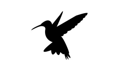 Uçan Sinek Kuşu Siluet Tasarımı ve Vektör İllüstrasyonu. 