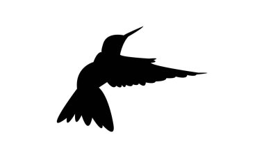 Uçan Sinek Kuşu Siluet Tasarımı ve Vektör İllüstrasyonu. 