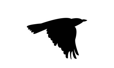 Uçan Zıplayan Kuş Silüeti Tasarımı ve Vektör İllüstrasyonu. 