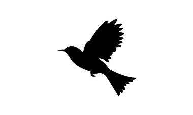 Uçan Bulbul Kuş Silueti Tasarım ve Vektör İllüstrasyonu. 