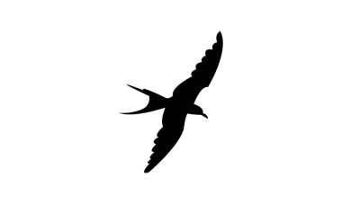 Uçan Aleutian deniz feneri kuş silueti tasarım ve vektör çizimi. 