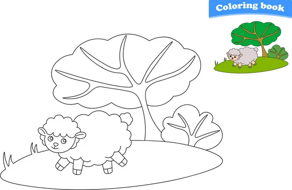 Funny Cartoon Sheep Coloring Pages Vector Illustration — Stock Vector