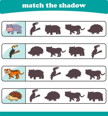 Doğru hayvan gölgesini bul. Çocuklar için Mantık Eğitimi Oyunları