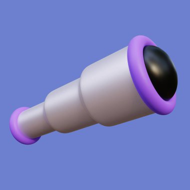 Stylized 3D Telescope Illustration. Observatory Telescope 3D Render on Blue Background, Suitable for UI Web or Mobile App Design