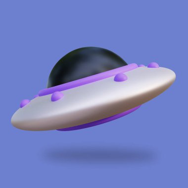 Flying UFO 3D Illustration. Highly Rendered Alien Spaceship 3D Illustration, Suitable for Landing Page or Mobile App Design