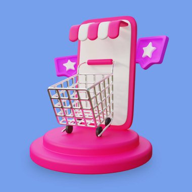 Stylized 3D Online Shop Illustration