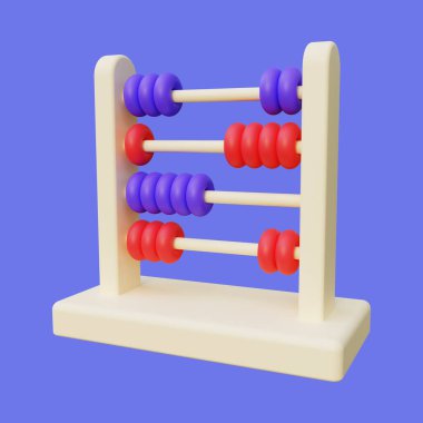 Stylized 3D Abacus Calculator Illustration. Traditional classic math calculator, suitable for your education or math related design