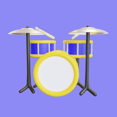 Stylized Drum Set 3d Icon clipart