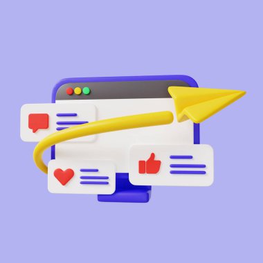 Sosyal medya pazarlaması 3d illüstrasyon